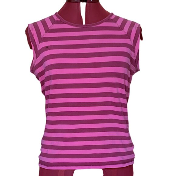 BUFFALO JEANS - Striped Pink Sleeveless Tank Top - Sport - Picture 1 of 8